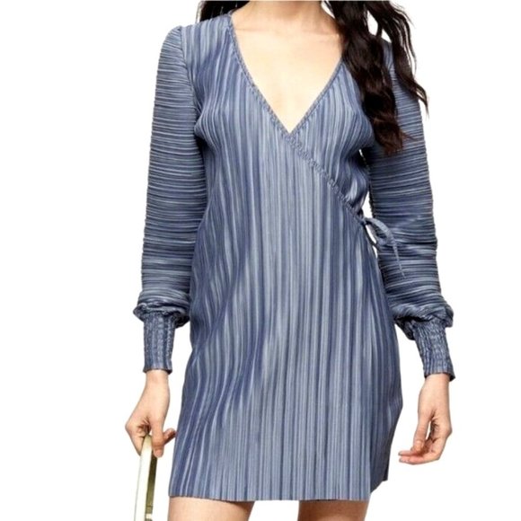 Topshop Dresses & Skirts - TOPSHOP wrap dress crinkle fabric Sze 12 RRP$168 bought in UK RARE slate blue